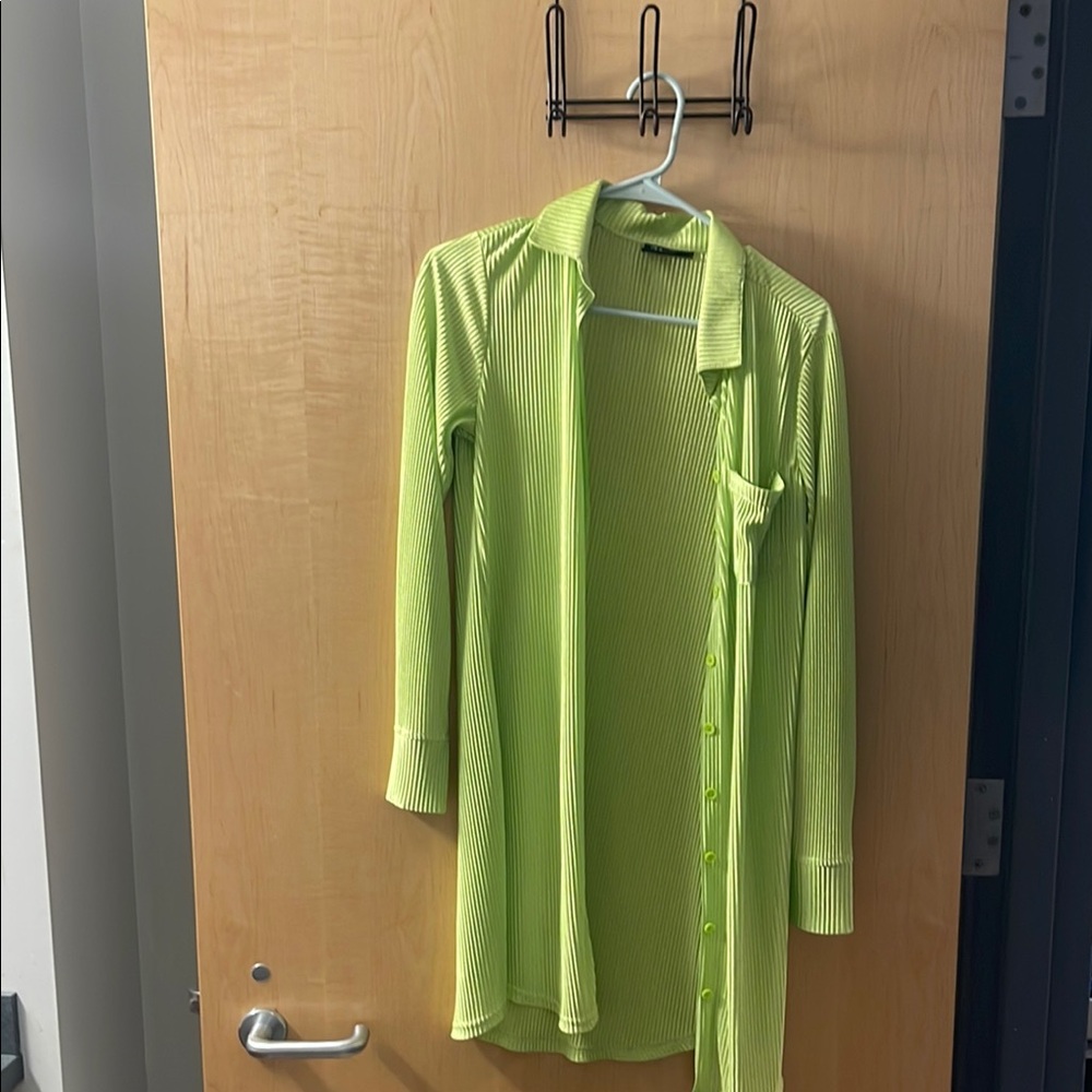 Vibrant Lime Green Long Sleeve Cardigan